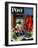 "Christmas Ornaments," Saturday Evening Post Cover, December 18, 1943-John Atherton-Framed Giclee Print