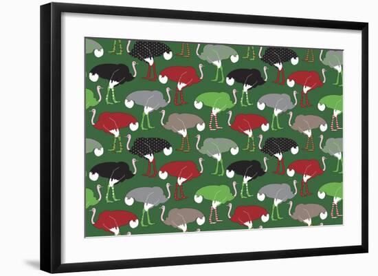 Christmas Ostrich Stockings-Joanne Paynter Design-Framed Giclee Print