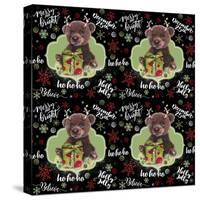 Christmas Pattern - Bruno Bear-Sheena Pike Art And Illustration-Stretched Canvas
