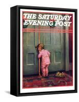 "Christmas Peek," Saturday Evening Post Cover, December 22, 1934-Mary Ellen Sigsbee-Framed Stretched Canvas