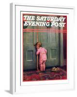 "Christmas Peek," Saturday Evening Post Cover, December 22, 1934-Mary Ellen Sigsbee-Framed Giclee Print