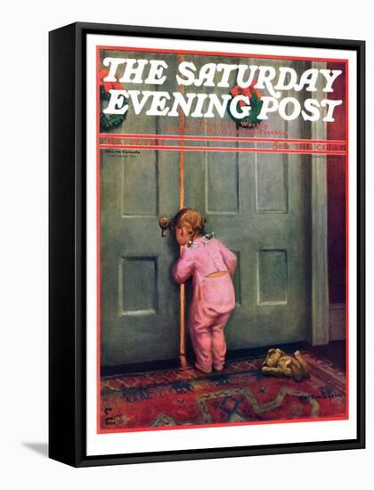 "Christmas Peek," Saturday Evening Post Cover, December 22, 1934-Mary Ellen Sigsbee-Framed Stretched Canvas