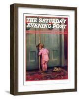 "Christmas Peek," Saturday Evening Post Cover, December 22, 1934-Mary Ellen Sigsbee-Framed Giclee Print