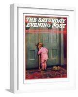 "Christmas Peek," Saturday Evening Post Cover, December 22, 1934-Mary Ellen Sigsbee-Framed Giclee Print