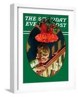 "Christmas Peek," Saturday Evening Post Cover, December 23, 1939-Joseph Christian Leyendecker-Framed Giclee Print