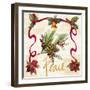 Christmas Poinsettia Ribbon II-Lanie Loreth-Framed Art Print