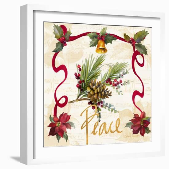 Christmas Poinsettia Ribbon II-Lanie Loreth-Framed Art Print