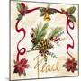 Christmas Poinsettia Ribbon II-Lanie Loreth-Mounted Art Print