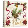 Christmas Poinsettia Ribbon II-Lanie Loreth-Stretched Canvas