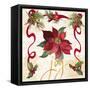 Christmas Poinsettia Ribbon IV-Lanie Loreth-Framed Stretched Canvas