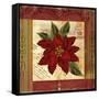 Christmas Poinsettia Vintage 1-Asmaa’ Murad-Framed Stretched Canvas