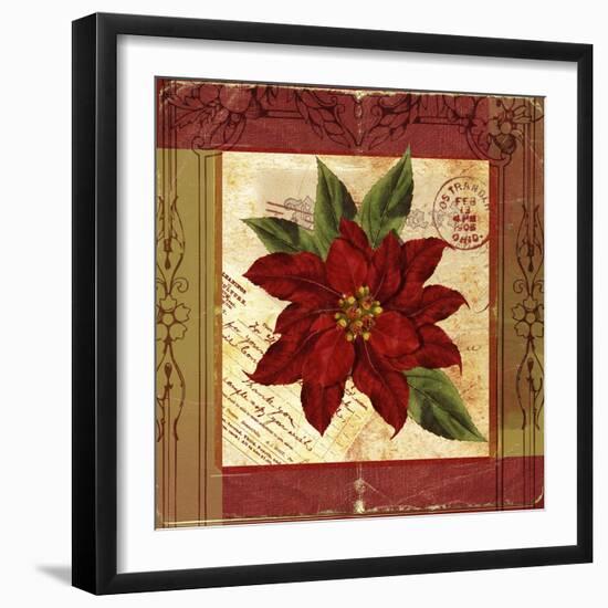 Christmas Poinsettia Vintage 1-Asmaa’ Murad-Framed Giclee Print