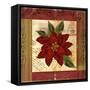 Christmas Poinsettia Vintage 1-Asmaa’ Murad-Framed Stretched Canvas