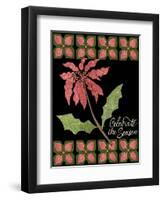 Christmas Pontsettia Black-Cyndi Lou-Framed Premium Giclee Print