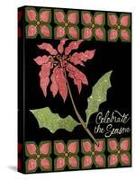 Christmas Pontsettia Black-Cyndi Lou-Stretched Canvas