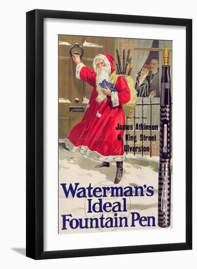 Christmas Poster Advertising Waterman's Ideal Fountain Pen, C.1910-null-Framed Giclee Print