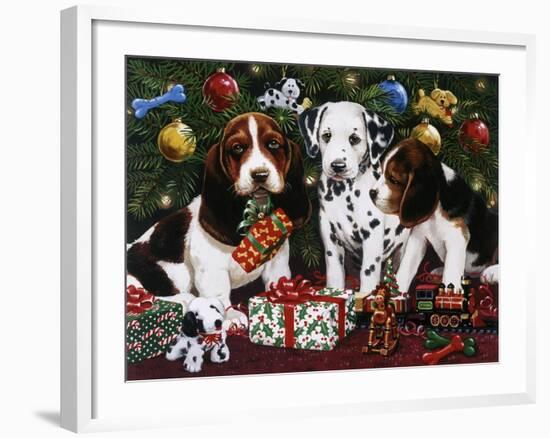 Christmas Puppies 2-William Vanderdasson-Framed Giclee Print