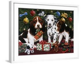 Christmas Puppies 2-William Vanderdasson-Framed Giclee Print