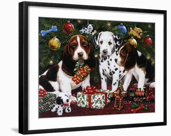 Christmas Puppies 2-William Vanderdasson-Framed Giclee Print