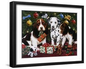 Christmas Puppies 2-William Vanderdasson-Framed Giclee Print