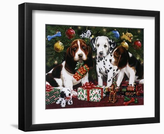 Christmas Puppies 2-William Vanderdasson-Framed Giclee Print