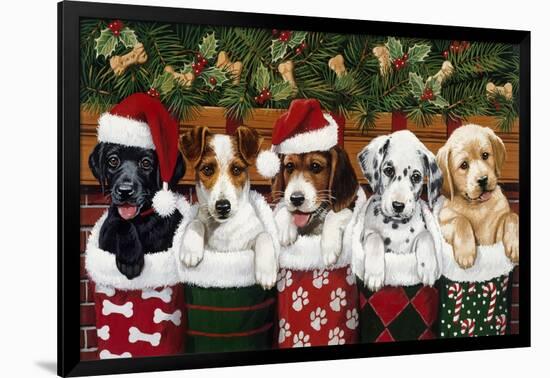 Christmas Puppies-William Vanderdasson-Framed Giclee Print