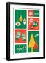 Christmas - Red and Green - Checkerboard-Lantern Press-Framed Art Print