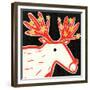 Christmas reindeer 2019 collagraph collage-Sarah Battle-Framed Giclee Print