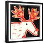 Christmas reindeer 2019 collagraph collage-Sarah Battle-Framed Giclee Print