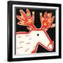 Christmas reindeer 2019 collagraph collage-Sarah Battle-Framed Giclee Print