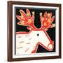 Christmas reindeer 2019 collagraph collage-Sarah Battle-Framed Giclee Print