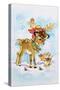 Christmas Reindeer and Rabbit-Diane Matthes-Stretched Canvas