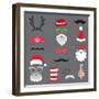 Christmas Retro Party Set - Glasses, Hats, Lips, Mustaches, Masks - for Design, Photo Booth in Vect-woodhouse-Framed Art Print