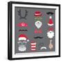 Christmas Retro Party Set - Glasses, Hats, Lips, Mustaches, Masks - for Design, Photo Booth in Vect-woodhouse-Framed Art Print