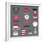 Christmas Retro Party Set - Glasses, Hats, Lips, Mustaches, Masks - for Design, Photo Booth in Vect-woodhouse-Framed Art Print