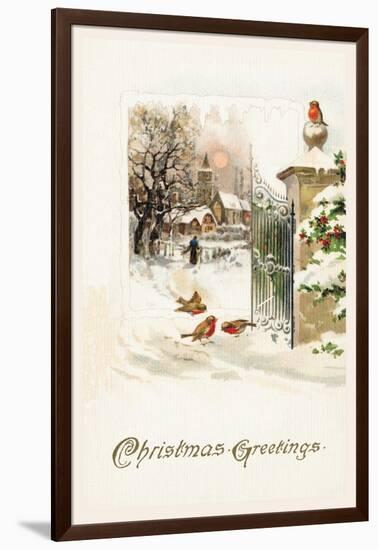 Christmas Robins-null-Framed Art Print