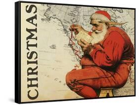 Christmas Santa's Map-null-Framed Stretched Canvas