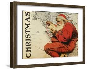 Christmas Santa's Map-null-Framed Giclee Print