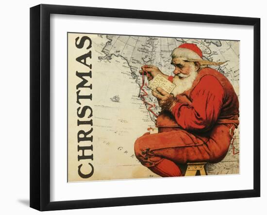 Christmas Santa's Map-null-Framed Giclee Print