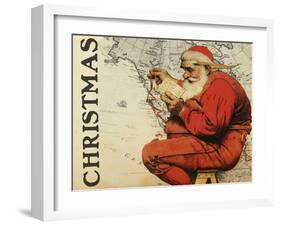 Christmas Santa's Map-null-Framed Giclee Print