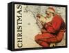 Christmas Santa's Map-null-Framed Stretched Canvas