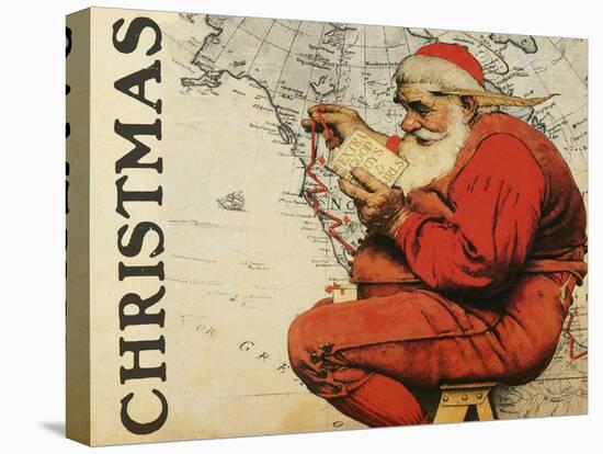 Christmas Santa's Map-null-Stretched Canvas