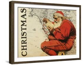 Christmas Santa's Map-null-Framed Giclee Print