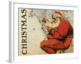 Christmas Santa's Map-null-Framed Giclee Print