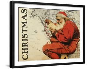 Christmas Santa's Map-null-Framed Giclee Print