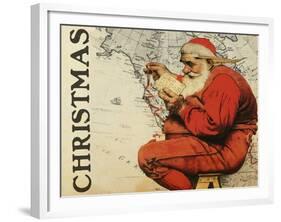 Christmas Santa's Map-null-Framed Giclee Print