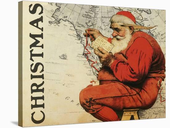 Christmas Santa's Map-null-Stretched Canvas