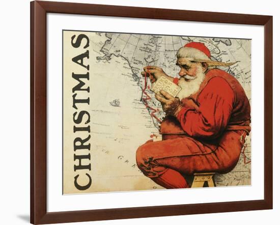 Christmas Santa's Map-null-Framed Giclee Print