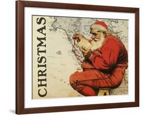 Christmas Santa's Map-null-Framed Giclee Print