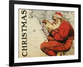 Christmas Santa's Map-null-Framed Giclee Print